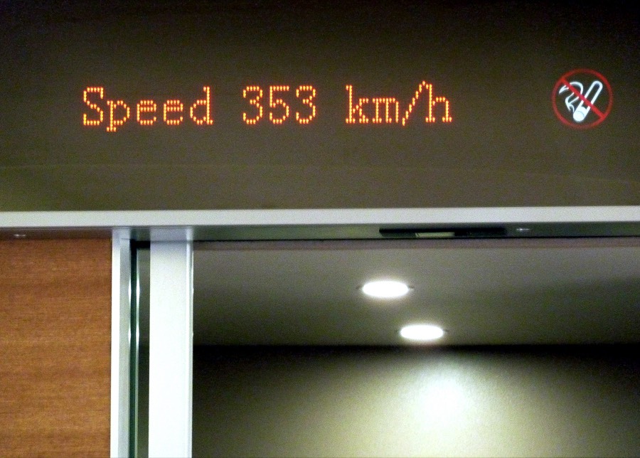 China high-speed train through the countryside